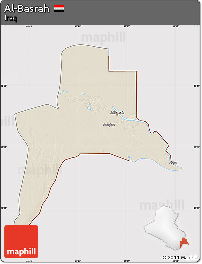 Shaded Relief Map of Al-Basrah, cropped outside