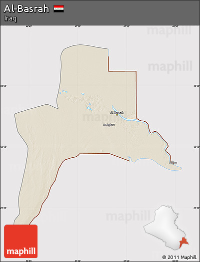 Shaded Relief Map of Al-Basrah, cropped outside