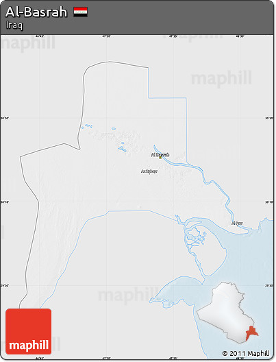 Silver Style Map of Al-Basrah, single color outside