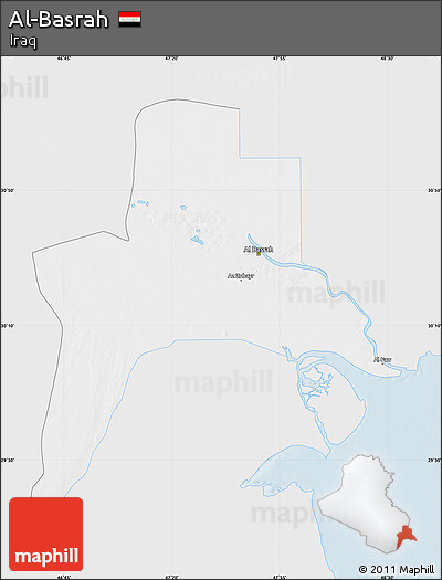 Silver Style Map of Al-Basrah, single color outside