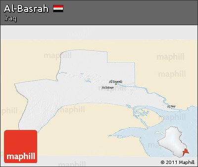 Classic Style Panoramic Map of Al-Basrah, single color outside