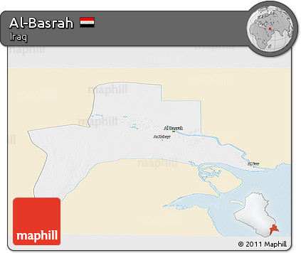 Classic Style Panoramic Map of Al-Basrah, single color outside