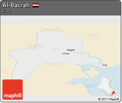 Classic Style Panoramic Map of Al-Basrah, single color outside