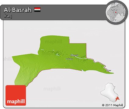 Physical Panoramic Map of Al-Basrah, cropped outside