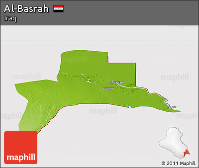 Physical Panoramic Map of Al-Basrah, cropped outside