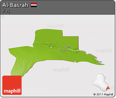 Physical Panoramic Map of Al-Basrah, cropped outside
