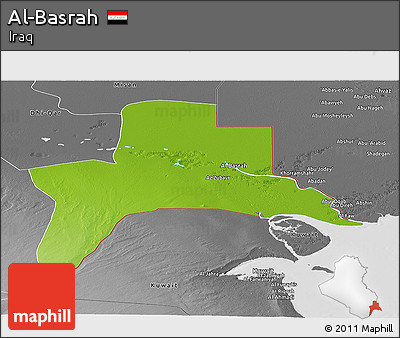 Physical Panoramic Map of Al-Basrah, desaturated
