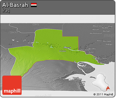 Physical Panoramic Map of Al-Basrah, desaturated