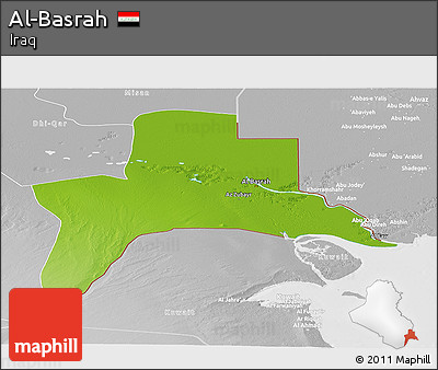 Physical Panoramic Map of Al-Basrah, lighten, desaturated