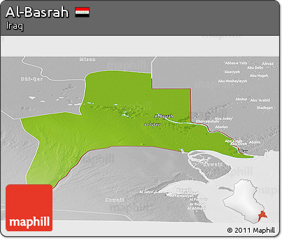Physical Panoramic Map of Al-Basrah, lighten, desaturated