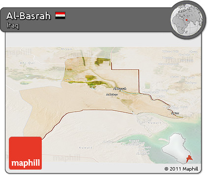 Satellite Panoramic Map of Al-Basrah, lighten