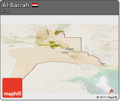 Satellite Panoramic Map of Al-Basrah, lighten