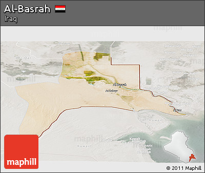 Satellite Panoramic Map of Al-Basrah, lighten, semi-desaturated