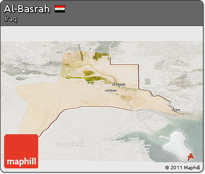 Satellite Panoramic Map of Al-Basrah, lighten, semi-desaturated