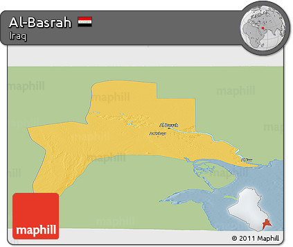 Savanna Style Panoramic Map of Al-Basrah, single color outside