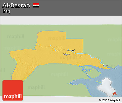 Savanna Style Panoramic Map of Al-Basrah, single color outside