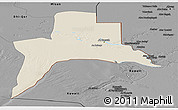 Shaded Relief Panoramic Map of Al-Basrah, darken, desaturated