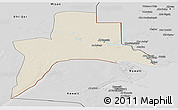 Shaded Relief Panoramic Map of Al-Basrah, desaturated