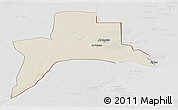 Shaded Relief Panoramic Map of Al-Basrah, lighten, desaturated