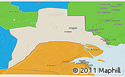 Shaded Relief Panoramic Map of Al-Basrah, political outside