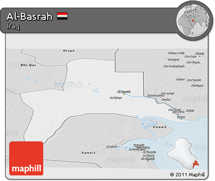 Silver Style Panoramic Map of Al-Basrah