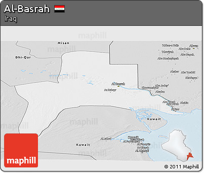 Silver Style Panoramic Map of Al-Basrah