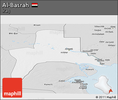 Silver Style Panoramic Map of Al-Basrah