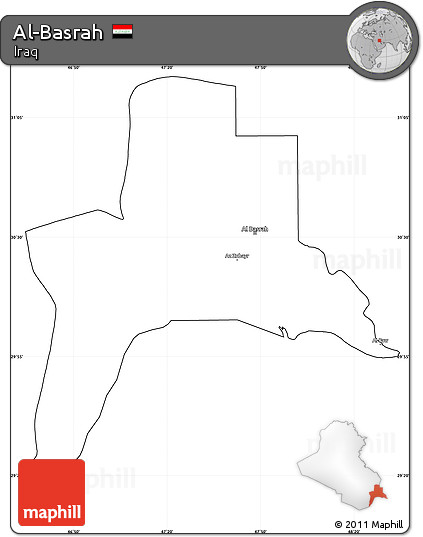 Blank Simple Map of Al-Basrah, cropped outside