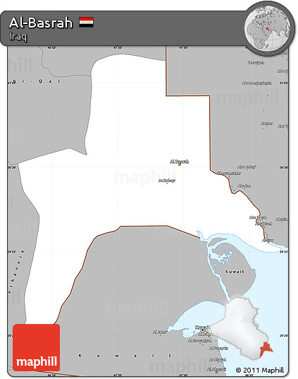 Gray Simple Map of Al-Basrah