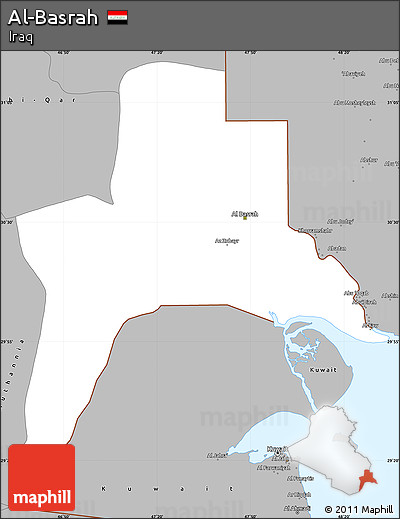 Gray Simple Map of Al-Basrah