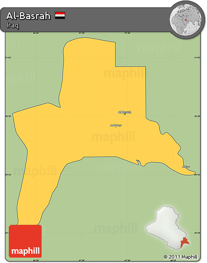 Savanna Style Simple Map of Al-Basrah, cropped outside