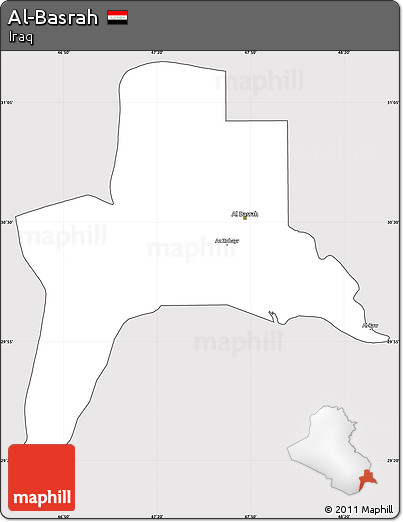 Silver Style Simple Map of Al-Basrah, cropped outside