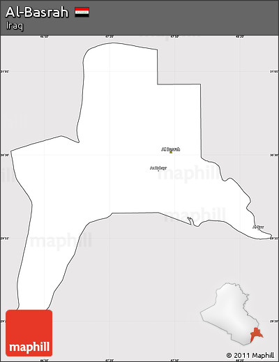 Silver Style Simple Map of Al-Basrah, cropped outside