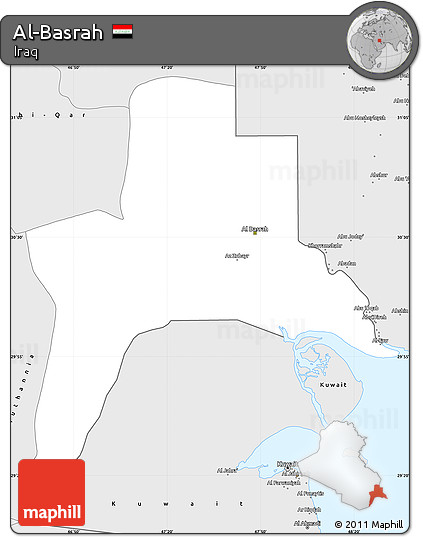 Silver Style Simple Map of Al-Basrah