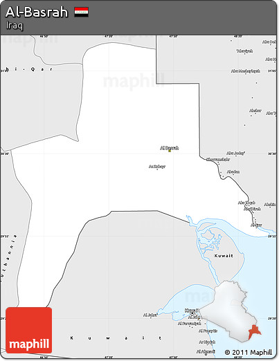 Silver Style Simple Map of Al-Basrah