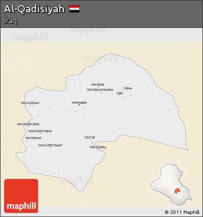 Classic Style 3D Map of Al-Qadisiyah, single color outside