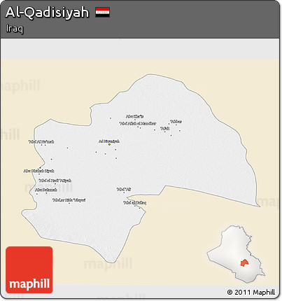 Classic Style 3D Map of Al-Qadisiyah, single color outside