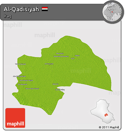 Physical 3D Map of Al-Qadisiyah, cropped outside