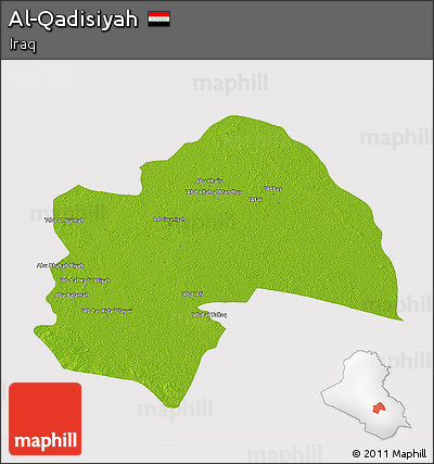 Physical 3D Map of Al-Qadisiyah, cropped outside