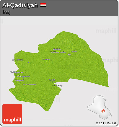 Physical 3D Map of Al-Qadisiyah, cropped outside