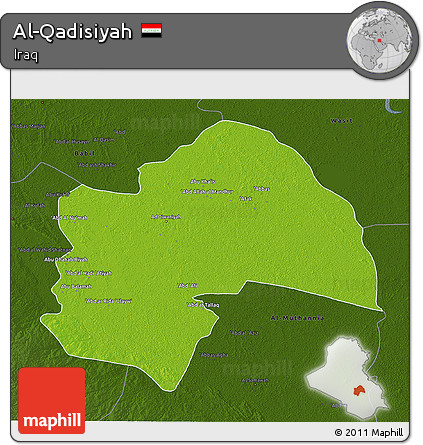 Physical 3D Map of Al-Qadisiyah, darken