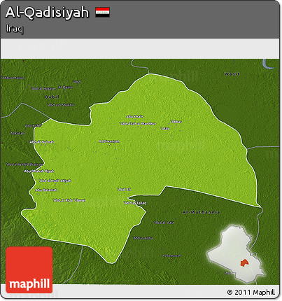 Physical 3D Map of Al-Qadisiyah, darken