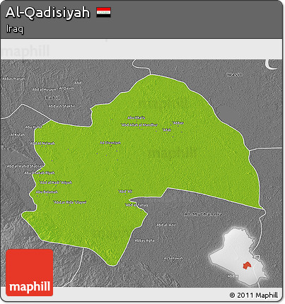 Physical 3D Map of Al-Qadisiyah, desaturated