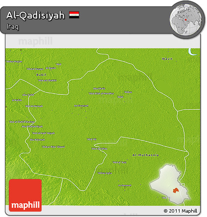 Physical 3D Map of Al-Qadisiyah