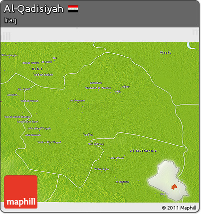 Physical 3D Map of Al-Qadisiyah