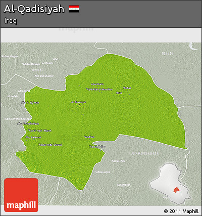 Physical 3D Map of Al-Qadisiyah, lighten, semi-desaturated