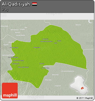 Physical 3D Map of Al-Qadisiyah, lighten, semi-desaturated