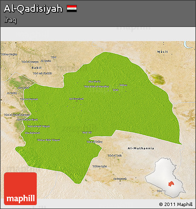 Physical 3D Map of Al-Qadisiyah, satellite outside