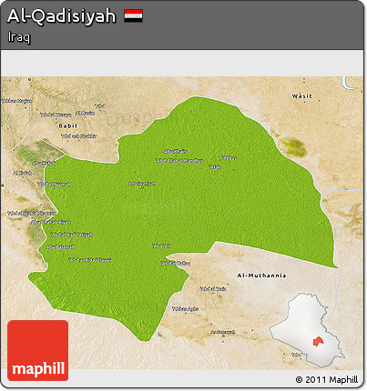 Physical 3D Map of Al-Qadisiyah, satellite outside