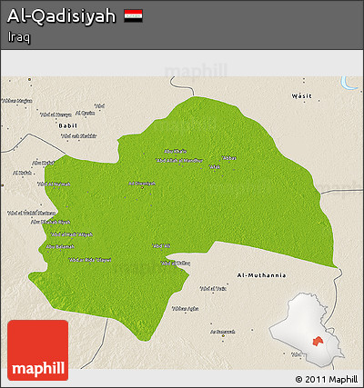 Physical 3D Map of Al-Qadisiyah, shaded relief outside